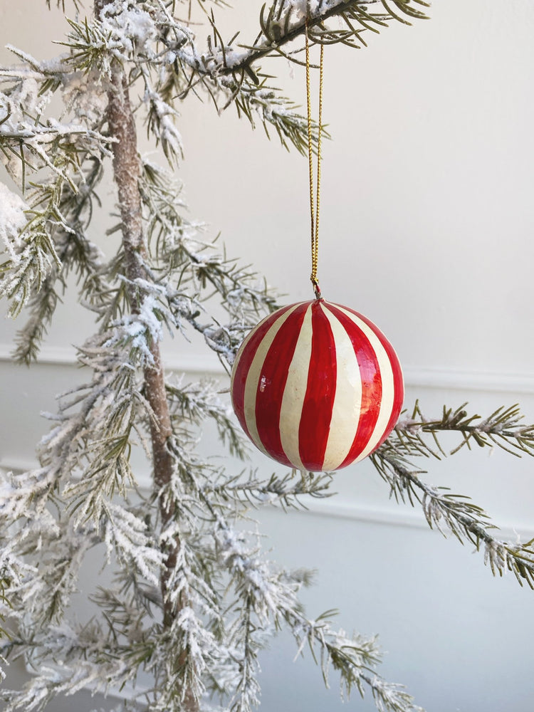 Stripe Paper Mache Ornamnet - Spring Sweet