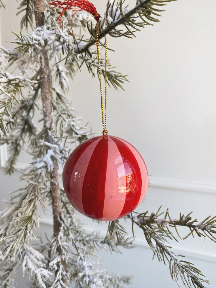 Stripe Paper Mache Ornamnet - Spring Sweet