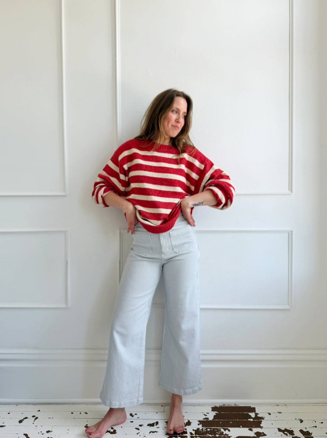 Striped Crewneck Sweater - Spring Sweet