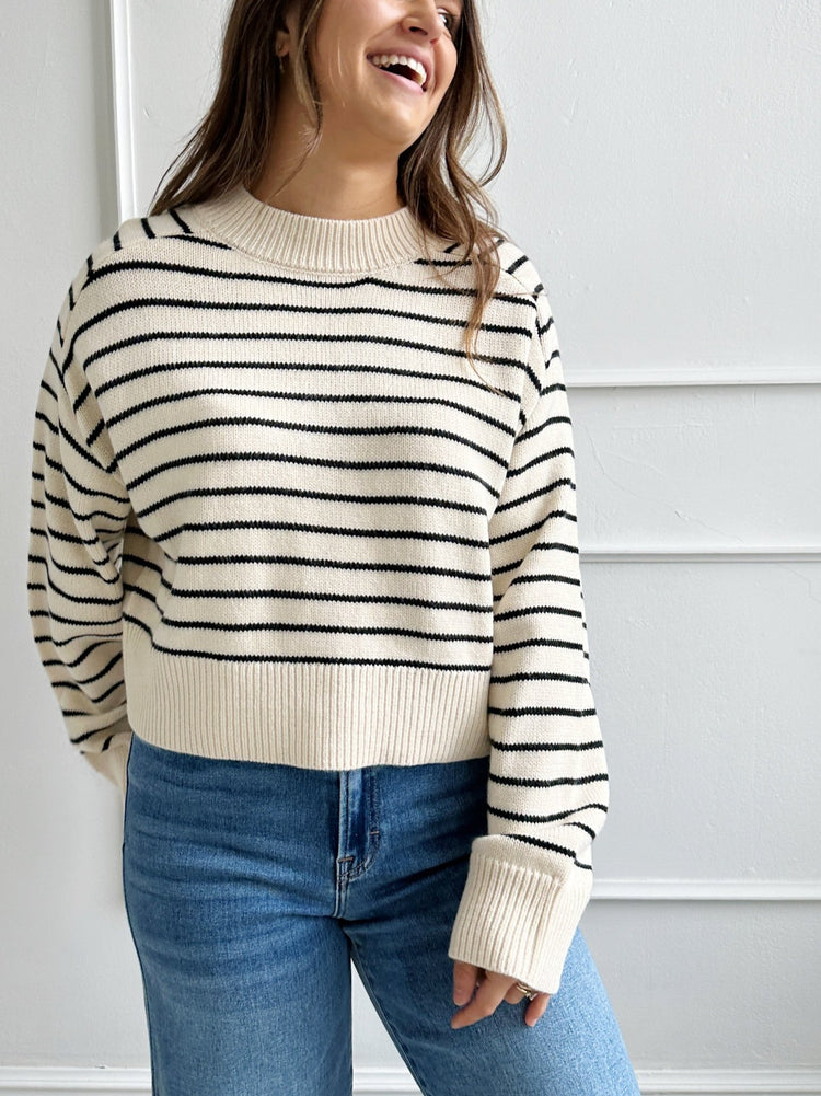 Striped Cropped Sweater - Spring Sweet