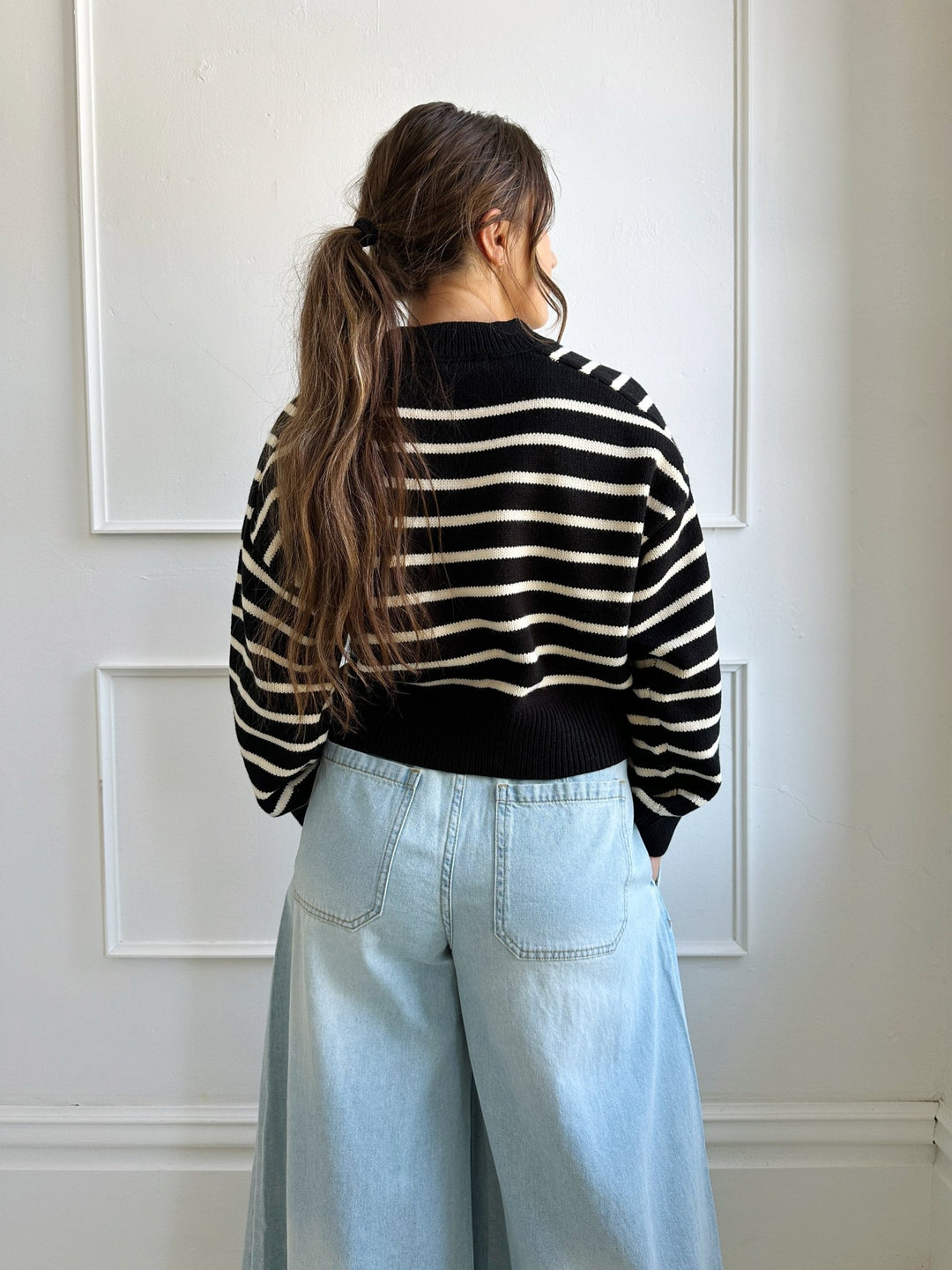 Striped Cropped Sweater - Spring Sweet