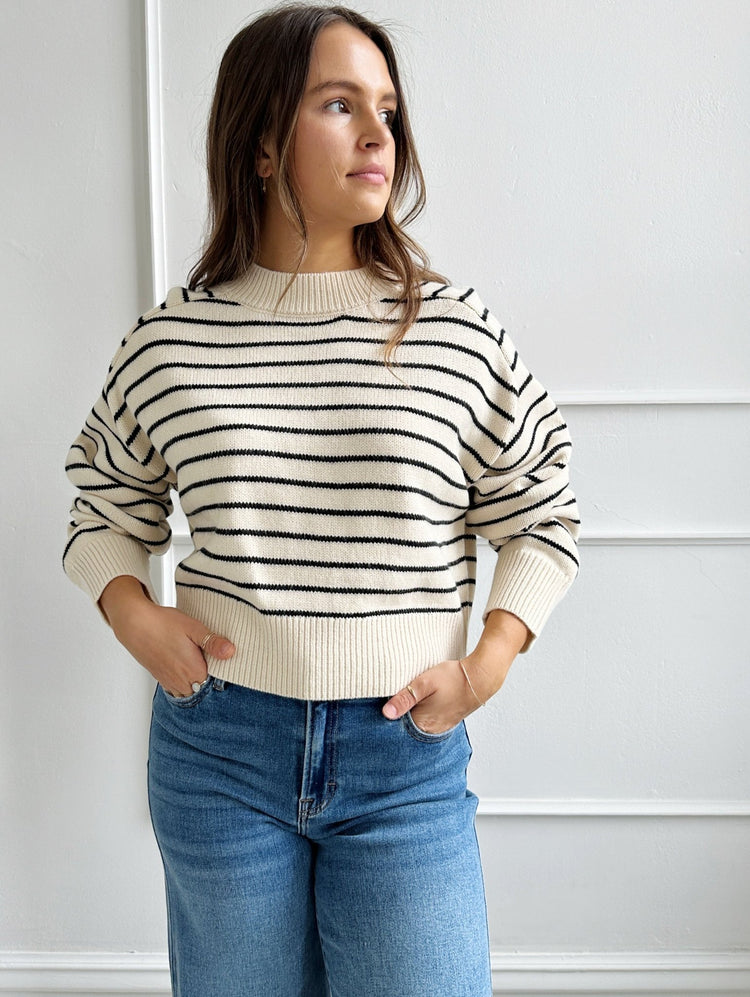 Striped Cropped Sweater - Spring Sweet