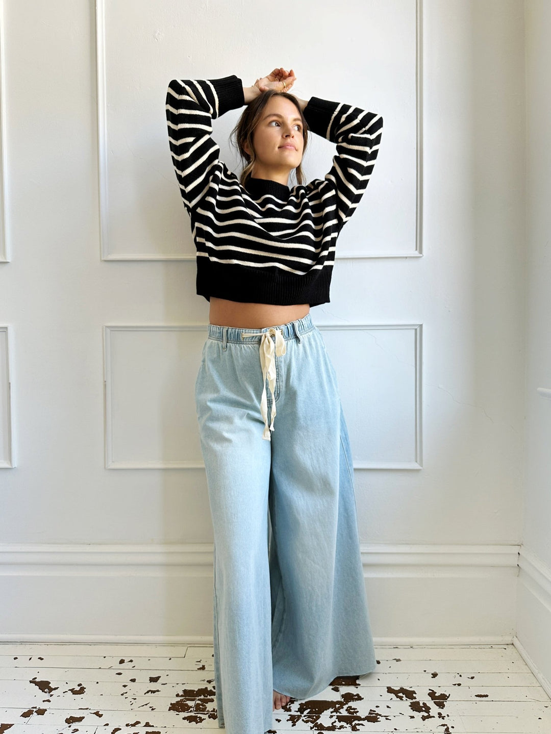 Striped Cropped Sweater - Spring Sweet