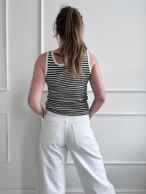 Striped Knit Button Tank Top - Spring Sweet