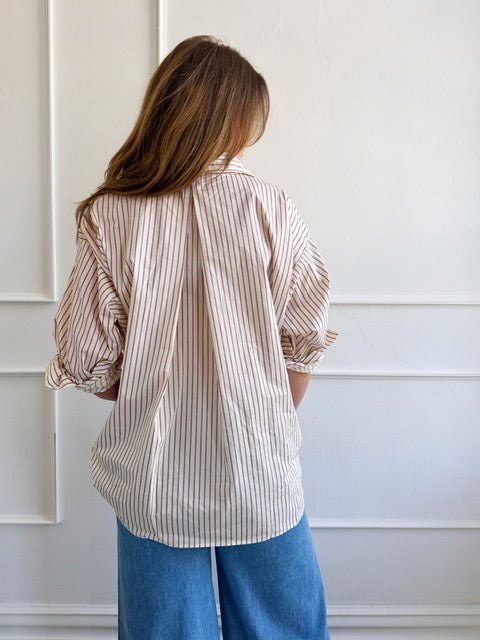 Striped Over Size Button Down - Spring Sweet