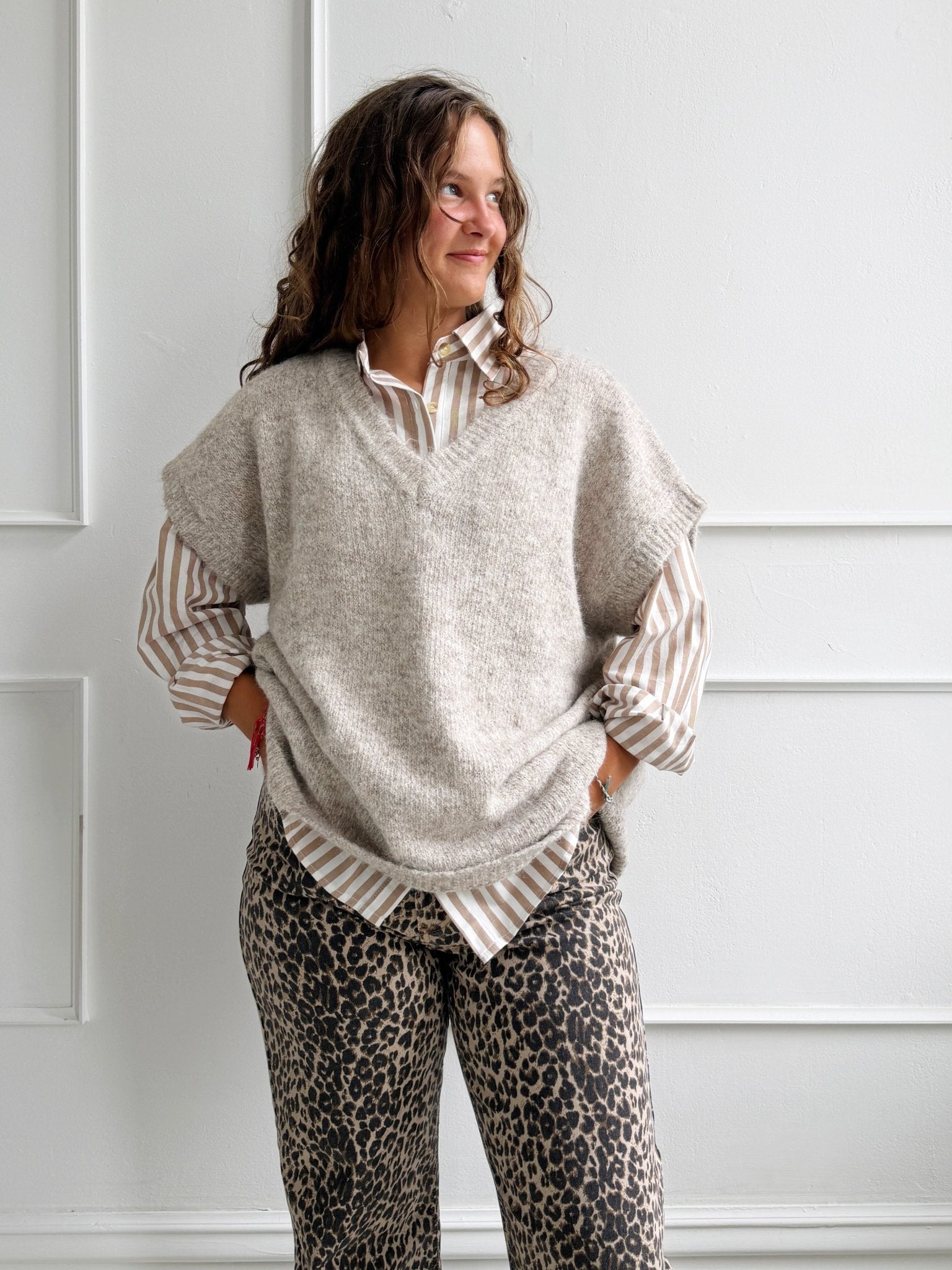 Striped Oversized Button Up - Spring Sweet