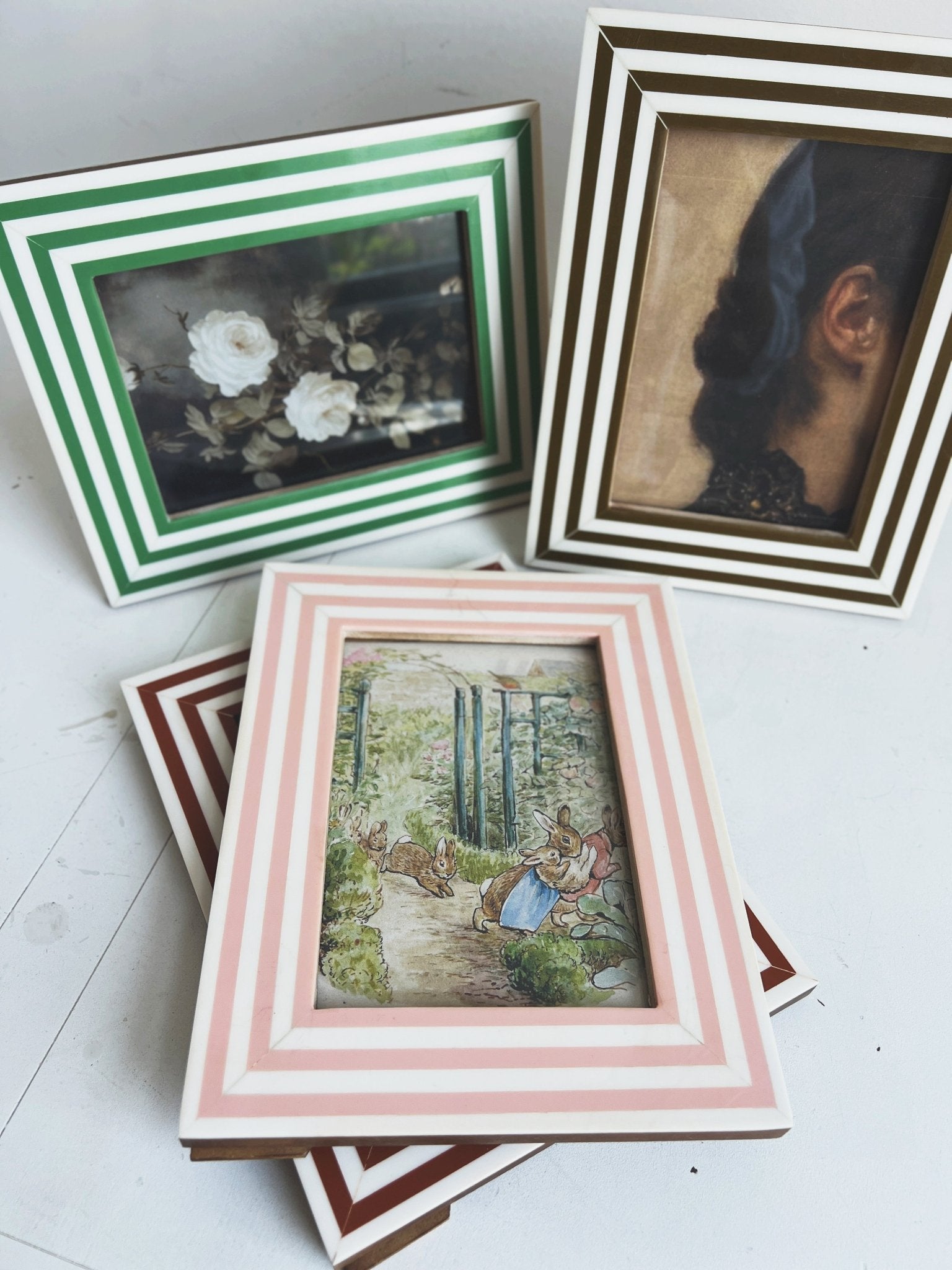 Striped Resin Photo Frame - Spring Sweet