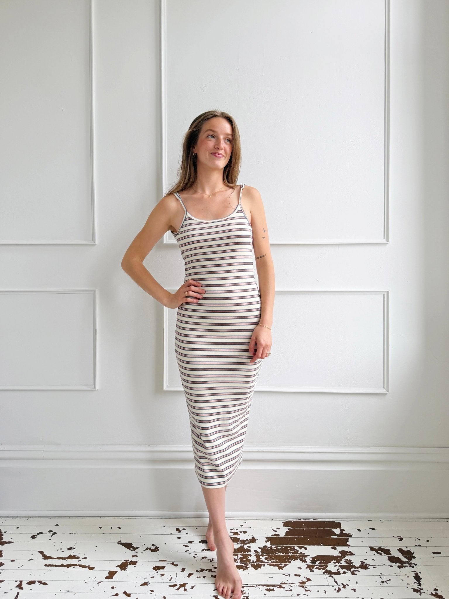 Striped Scoop Back Midi Dress - Spring Sweet