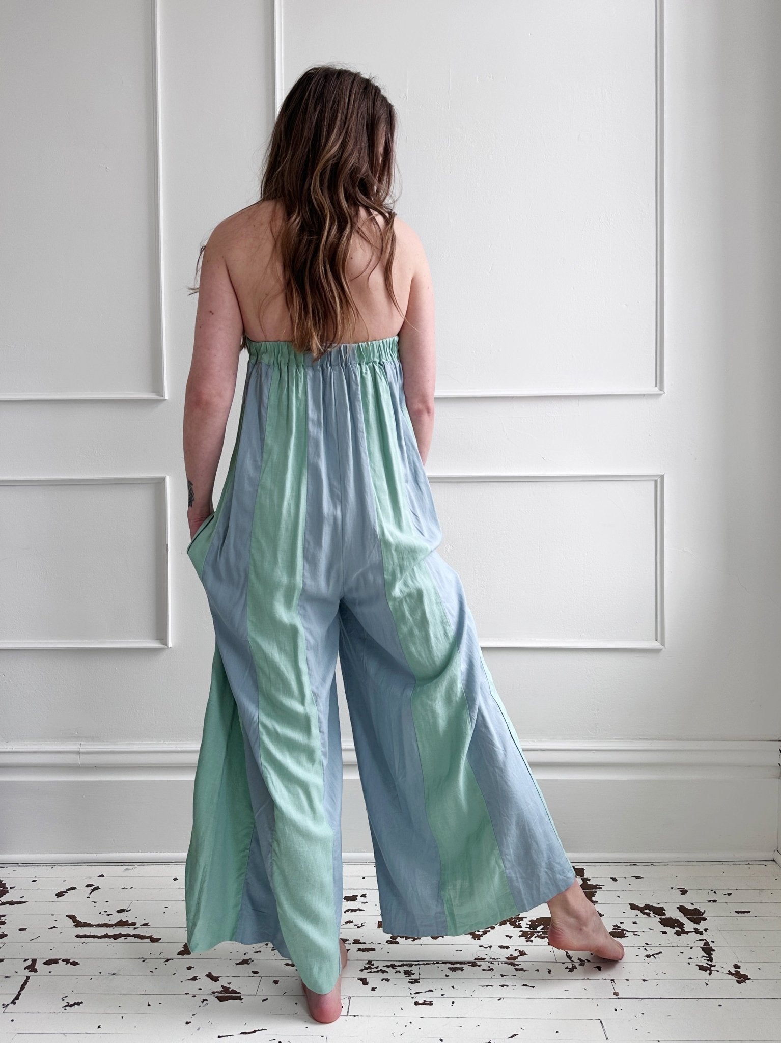 Striped Strapless Jumpsuit - Spring Sweet