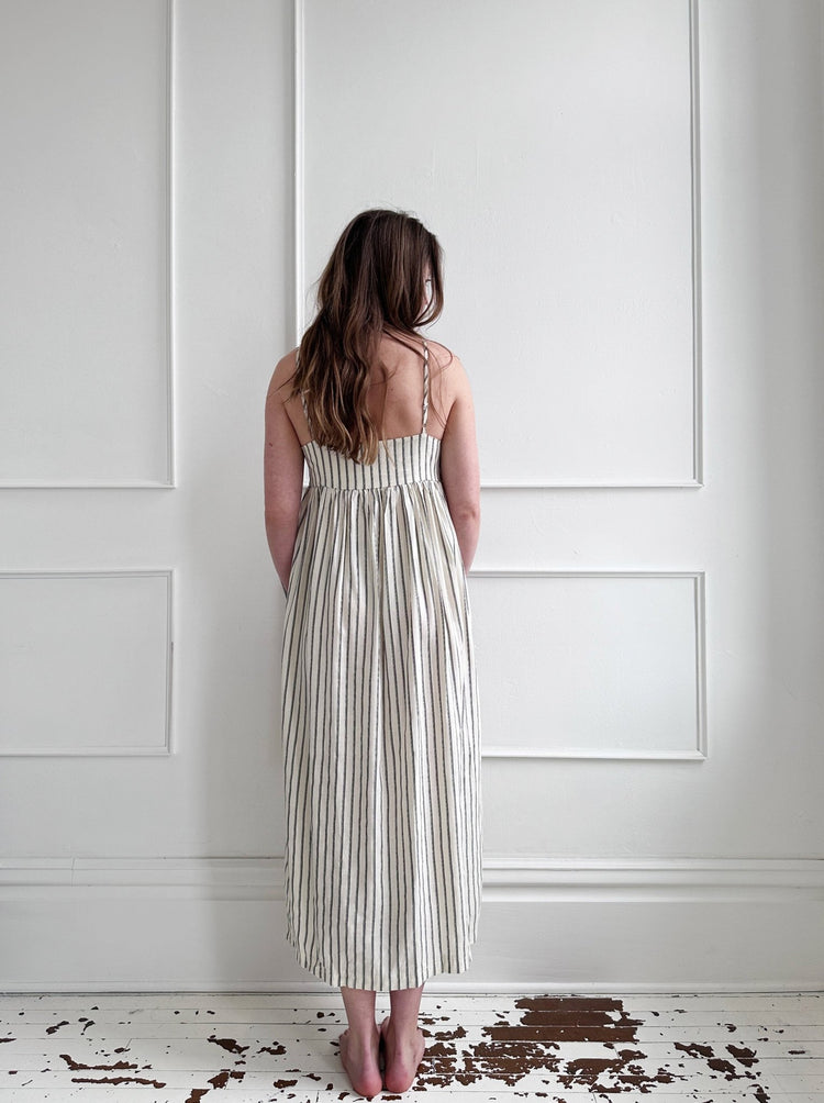 Striped V - Neck Spaghetti Strap Dress - Spring Sweet
