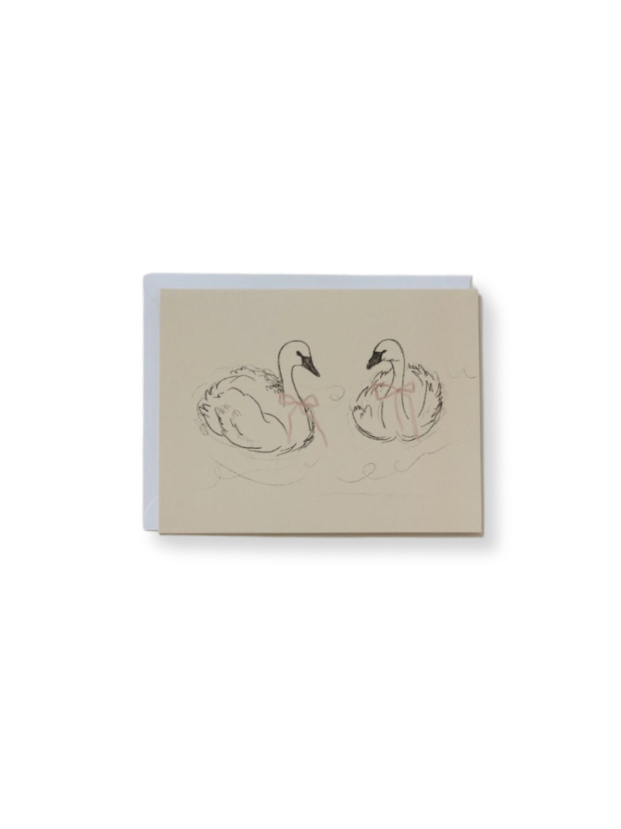 Swans w/ Bow Card - Spring Sweet