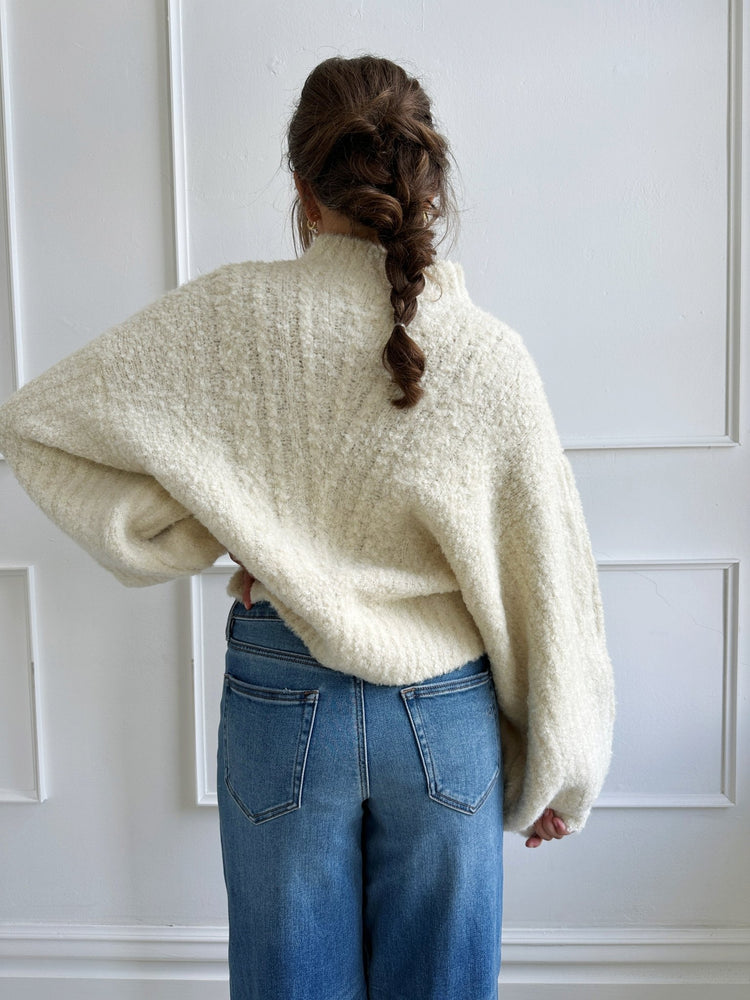 Textured Knit Balloon Sleeve Sweater - Spring Sweet