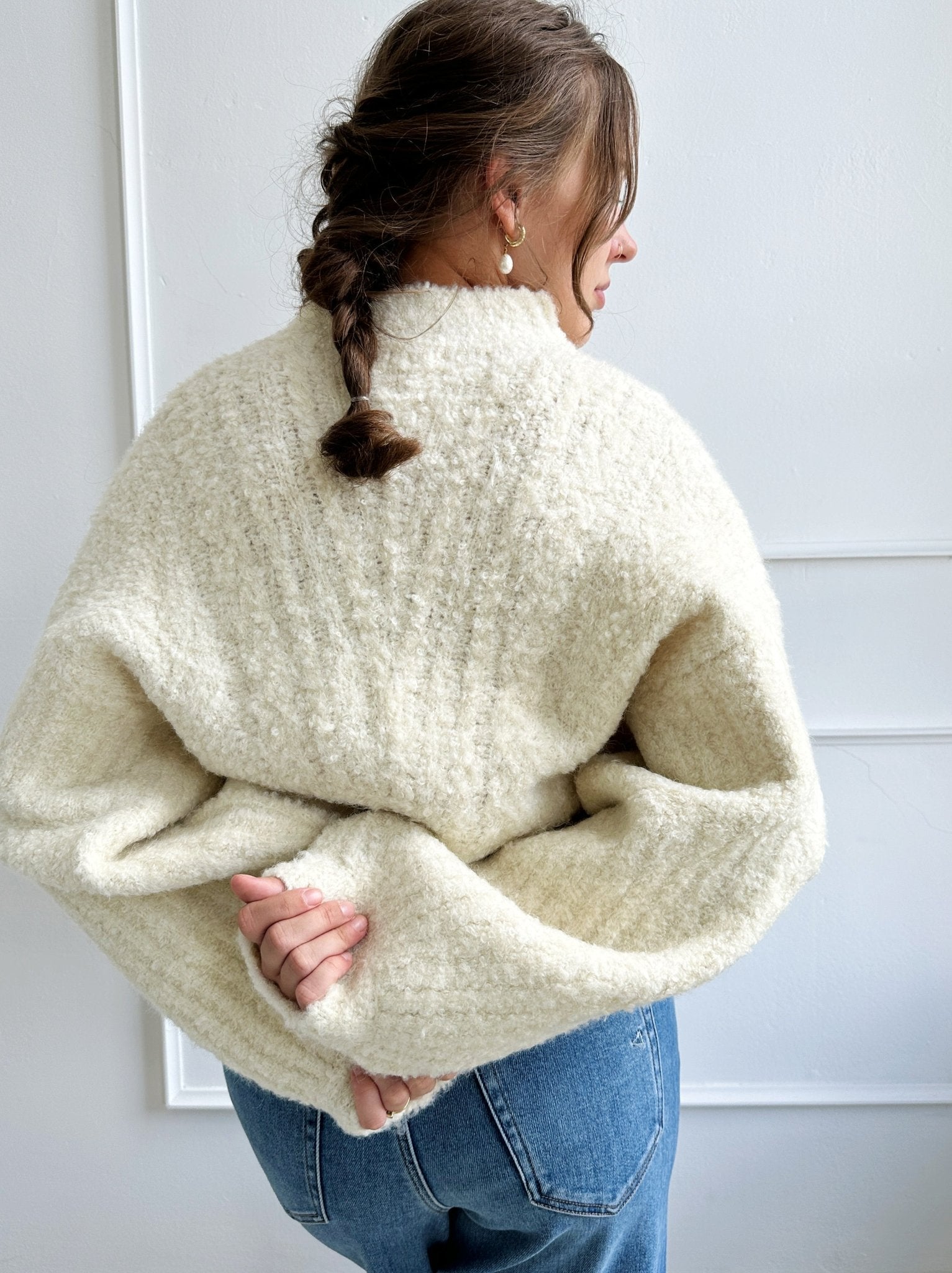 Textured Knit Balloon Sleeve Sweater - Spring Sweet