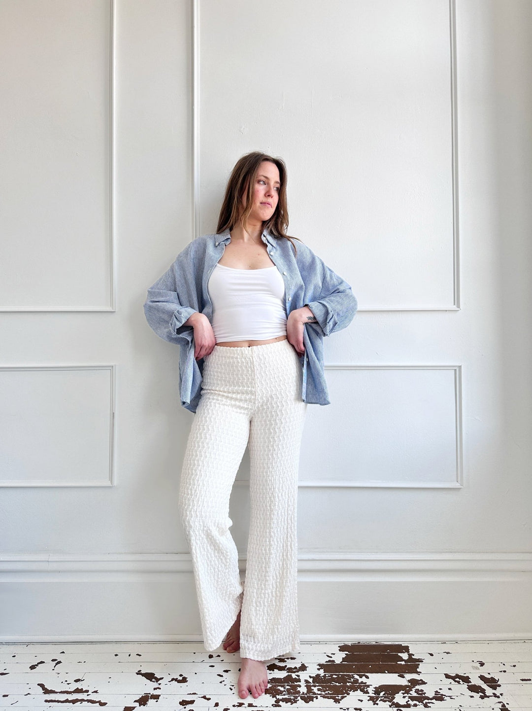 Textured Pull On Pants - Spring Sweet