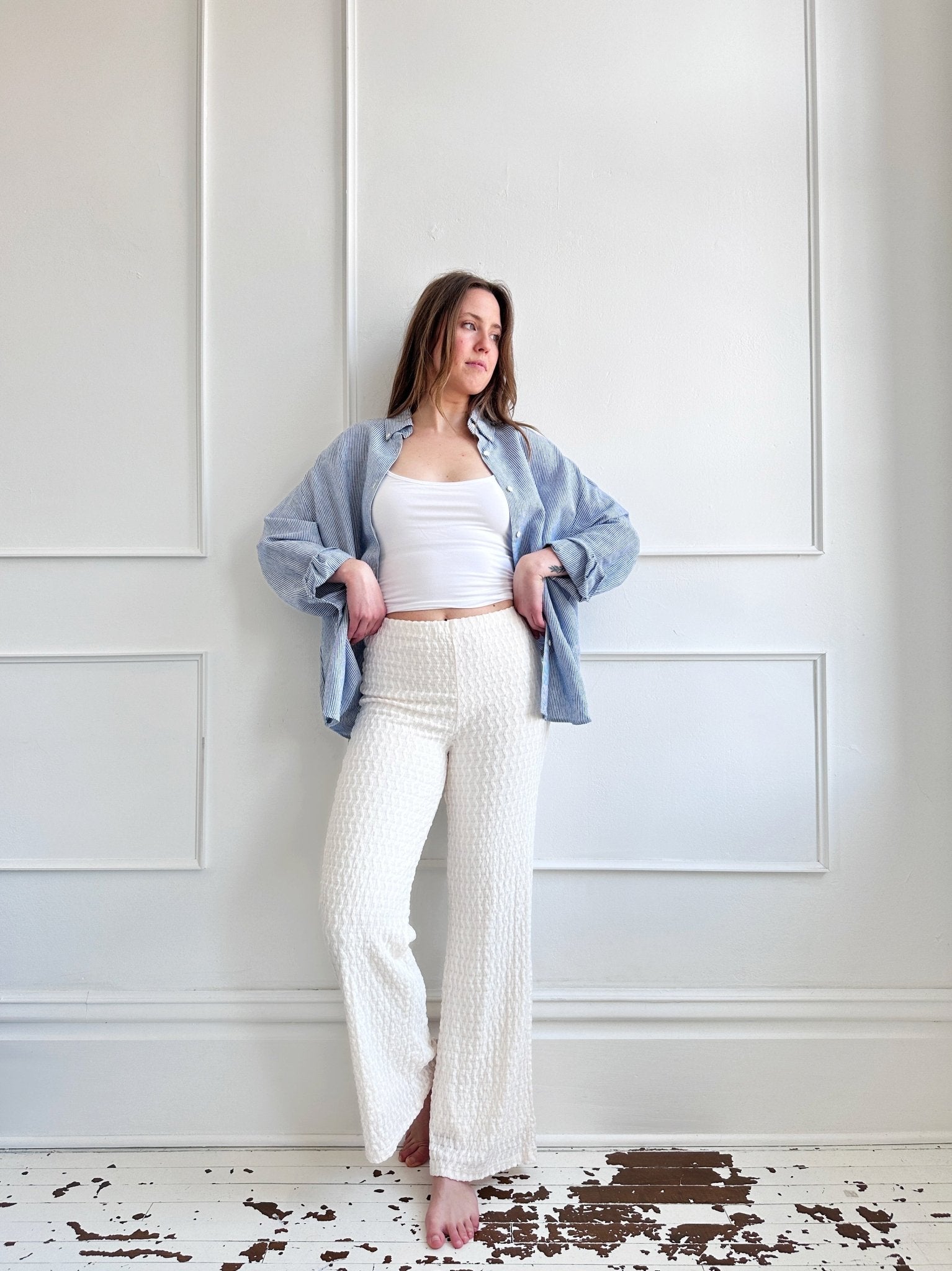 Textured Pull On Pants - Spring Sweet