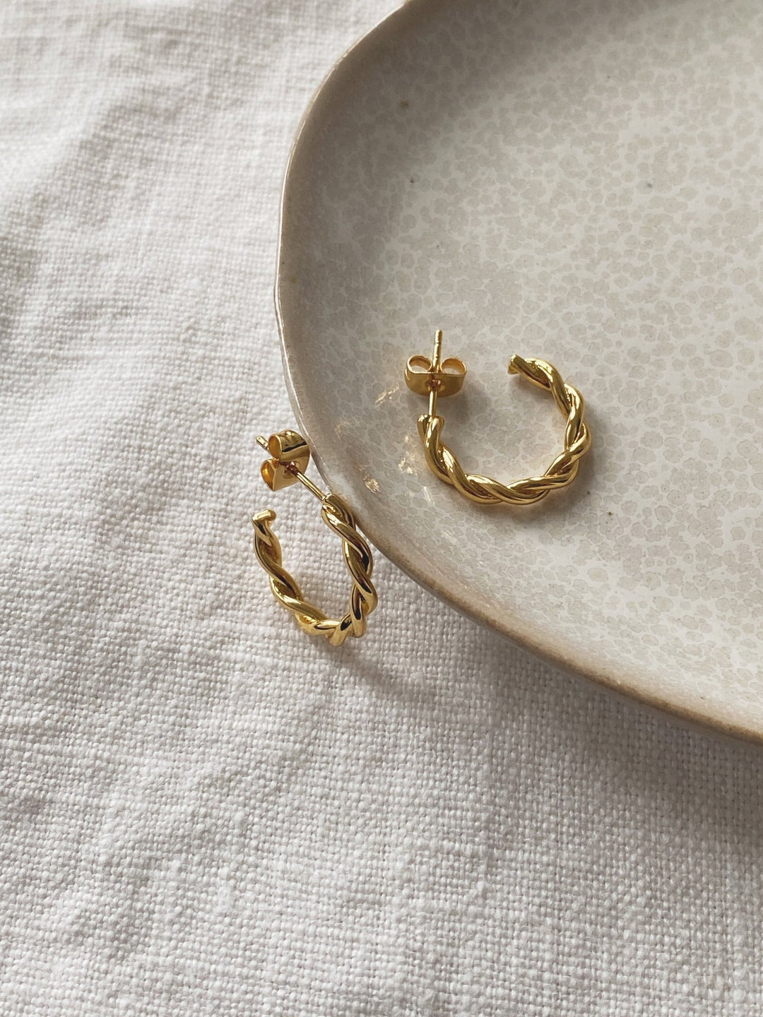 Thick Twist Hoops, Gold Plated - Spring Sweet