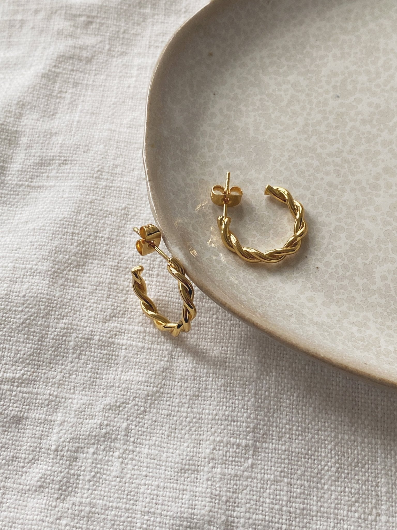 Thick Twist Hoops, Gold Plated - Spring Sweet