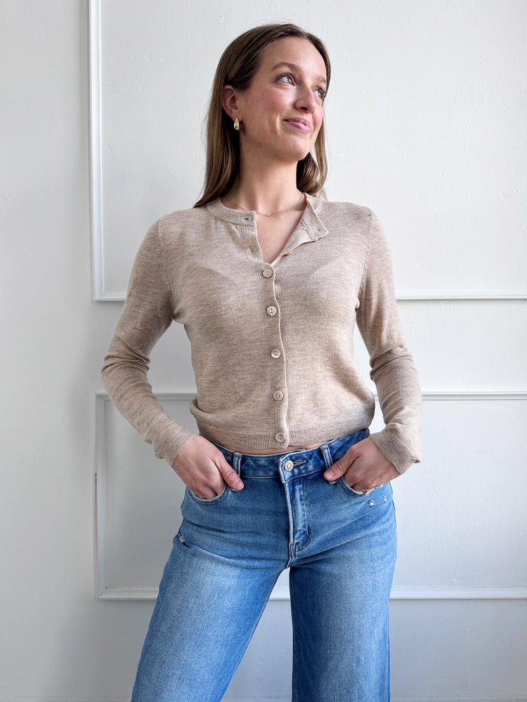 Thin Wool Blend Cardigan - Spring Sweet