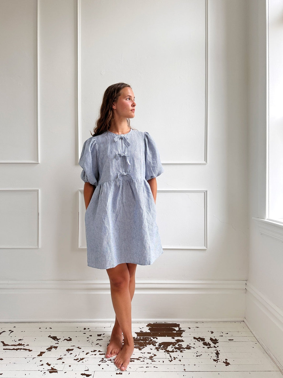 Tie Front Linen Dress - Spring Sweet