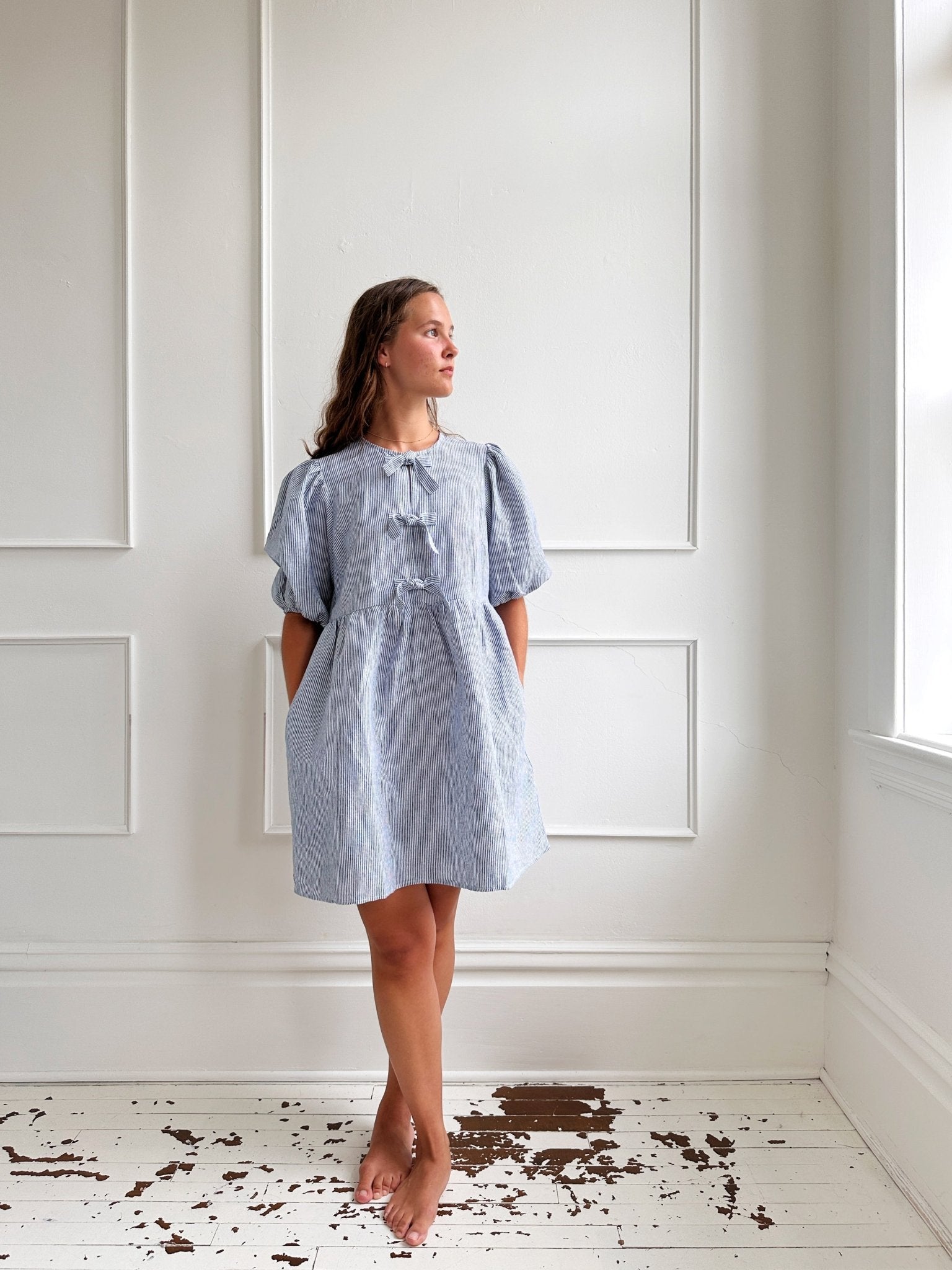 Tie Front Linen Dress - Spring Sweet