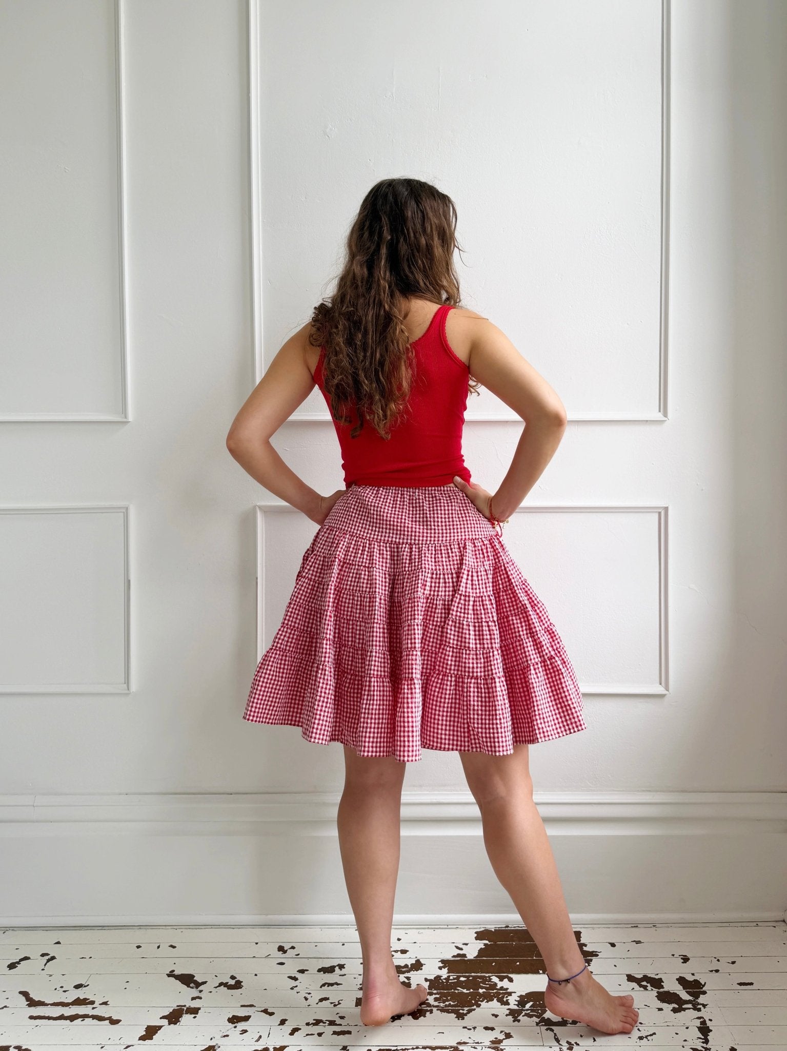 Tiered Gingham Mini Skirt - Spring Sweet