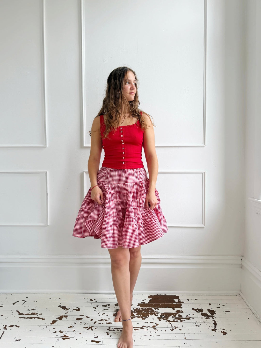 Tiered Gingham Mini Skirt - Spring Sweet