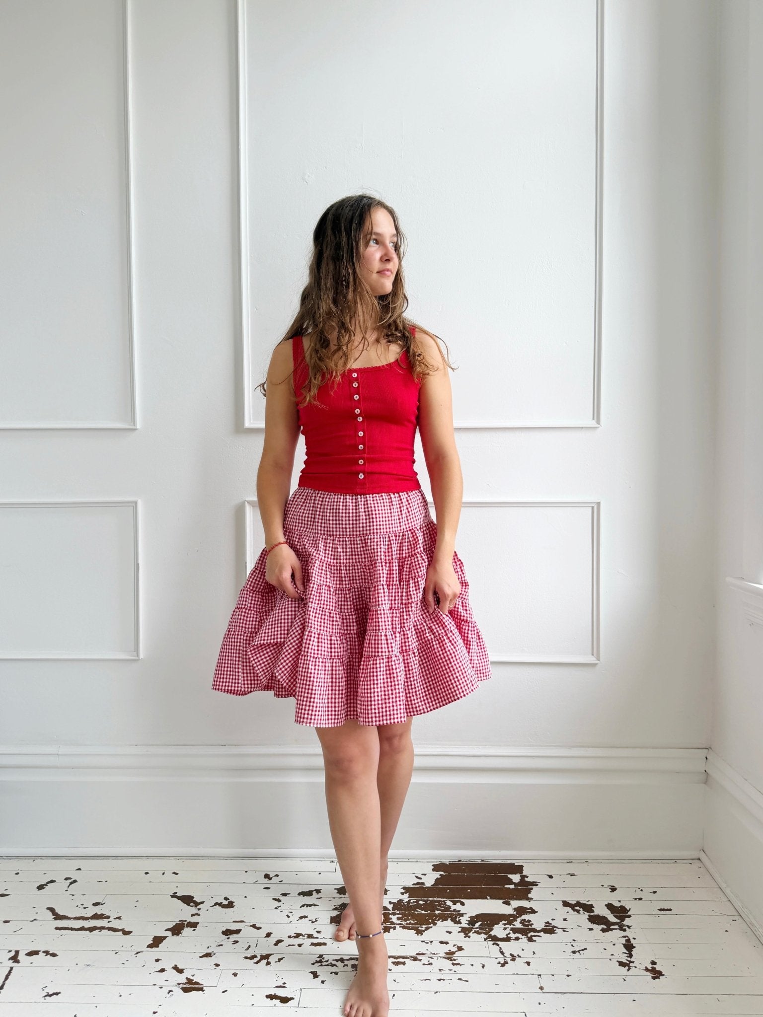 Tiered Gingham Mini Skirt - Spring Sweet