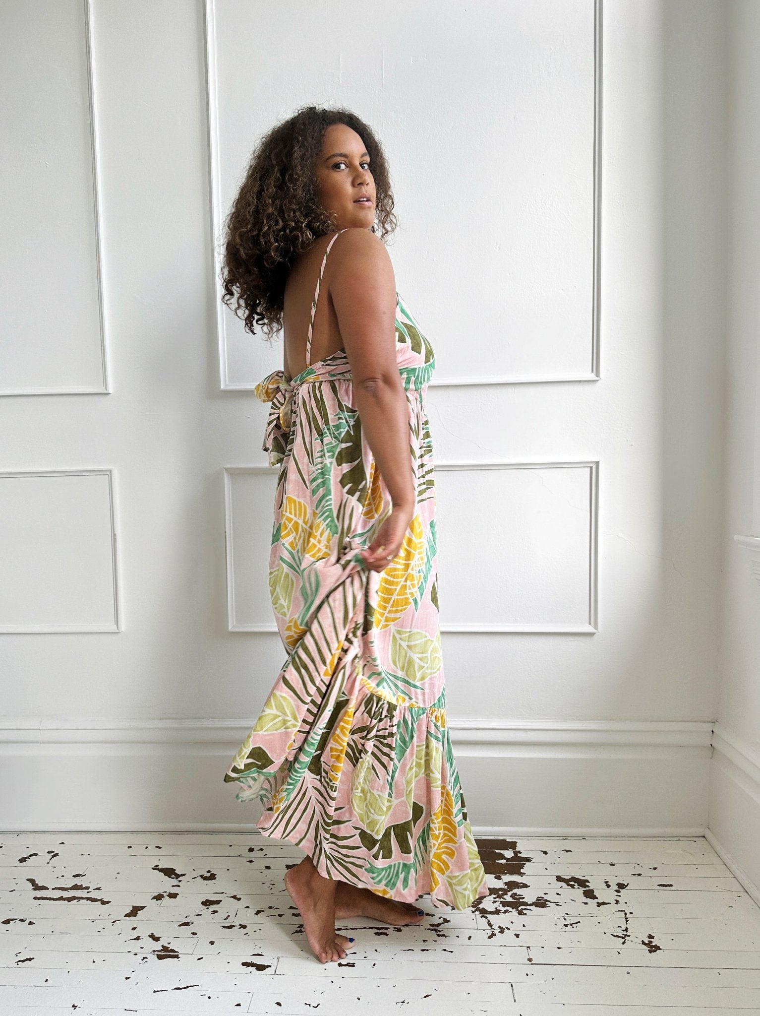 Tropical Tie Back Maxi Dress - Spring Sweet