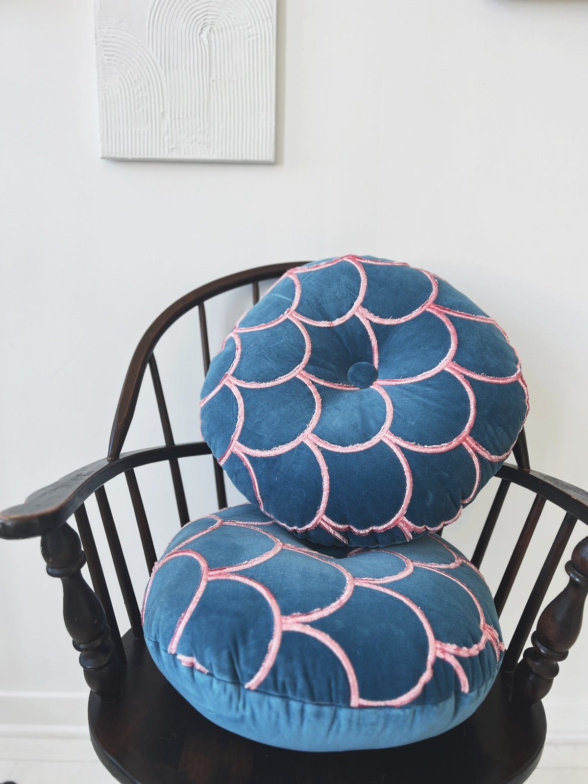Tufted Scallop Round Pillow - Spring Sweet