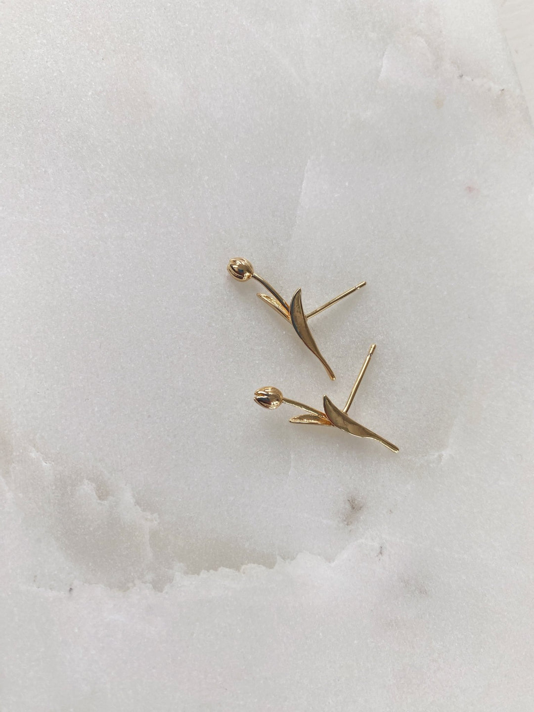 Tulip Stud Earring, Gold Plated - Spring Sweet