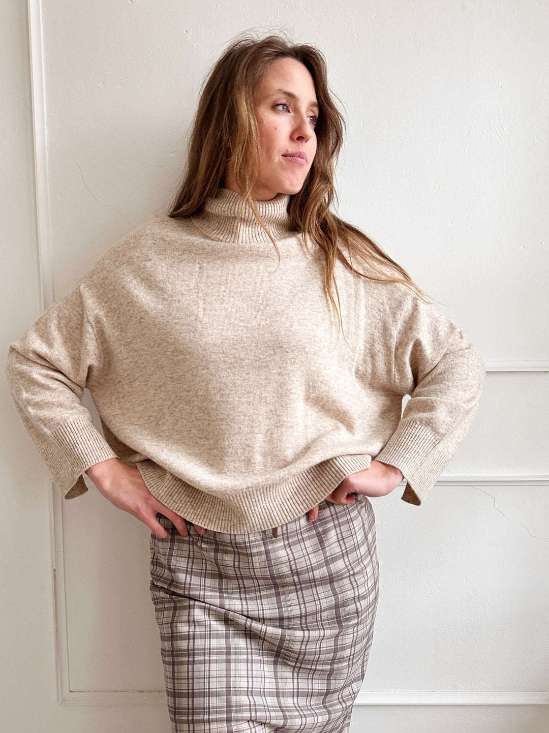 Turtleneck Sweater w/ 3/4 Sleeves - Spring Sweet