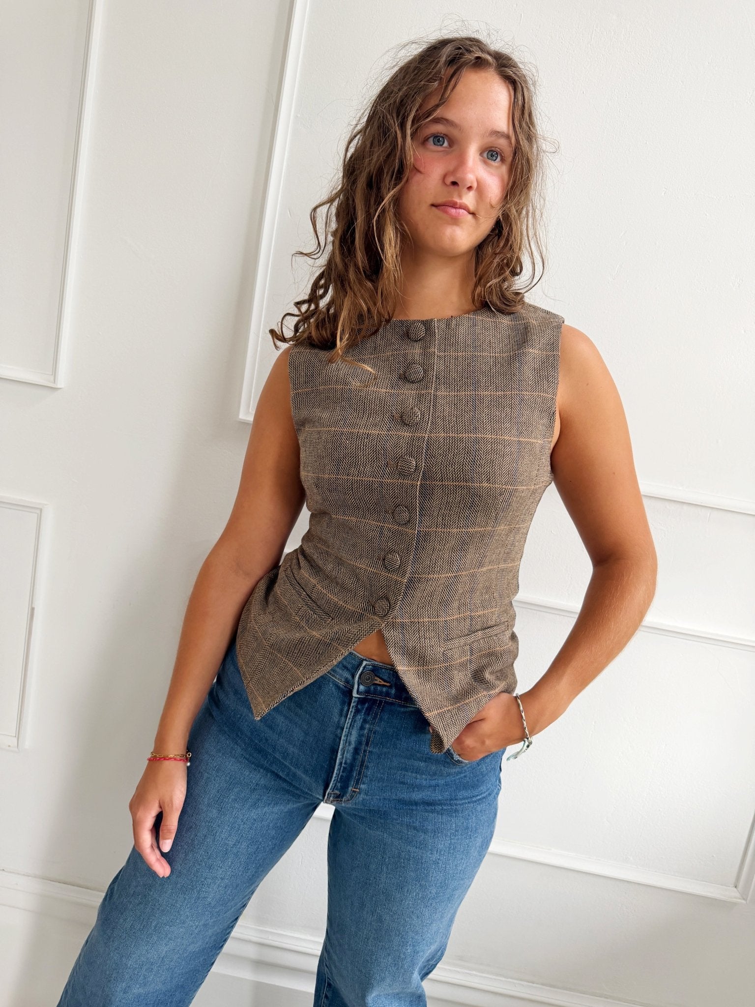 Tweed Vest - Spring Sweet