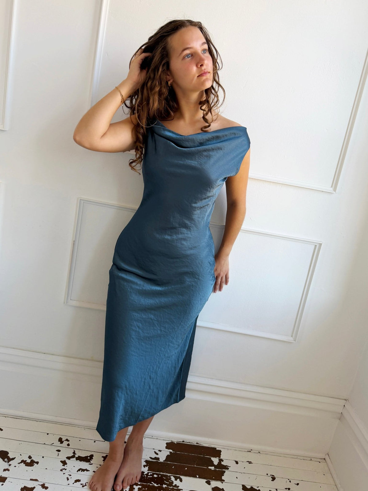 Twist Shoulder Midi Dress - Spring Sweet