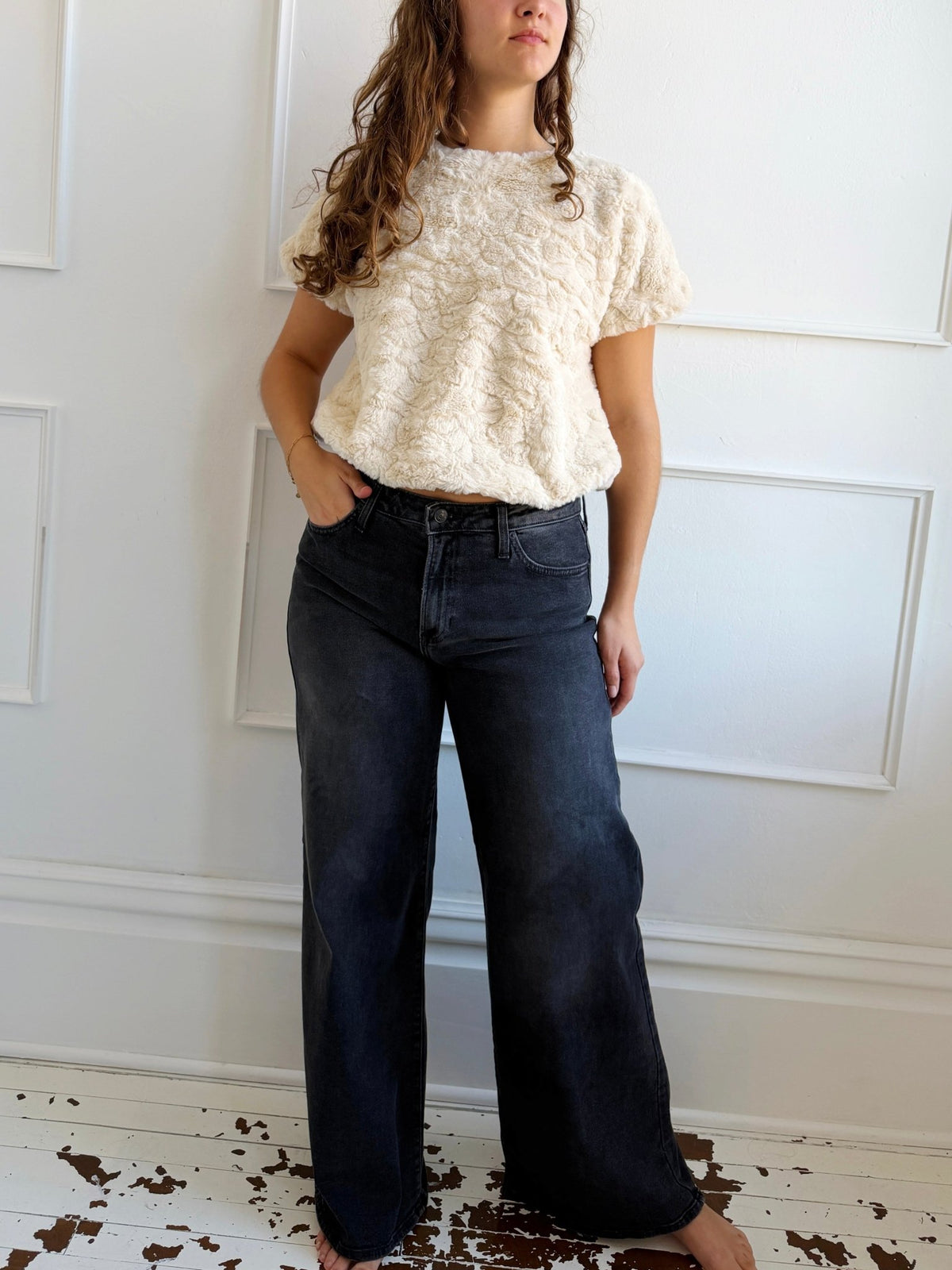Ultra Wide Washed Denim - Spring Sweet