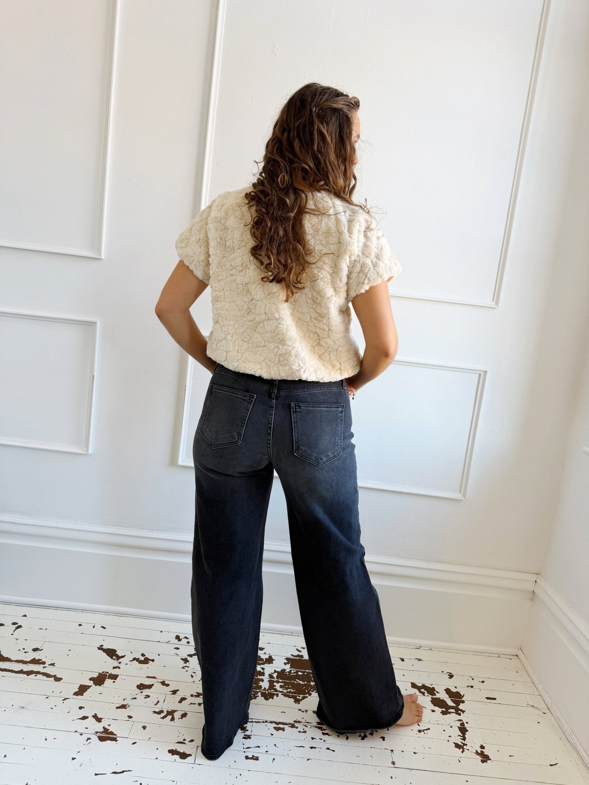 Ultra Wide Washed Denim - Spring Sweet
