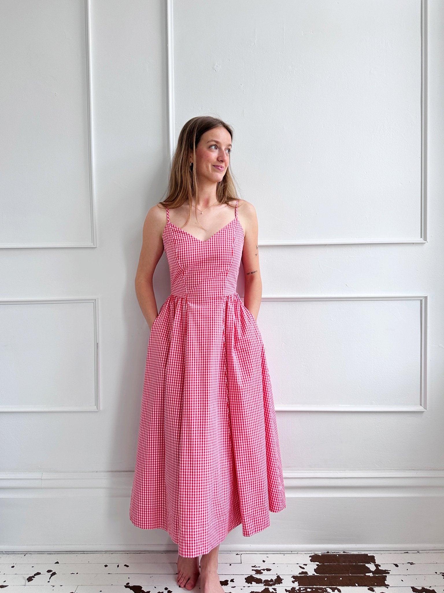 V - neck Basque Midi Dress - Spring Sweet