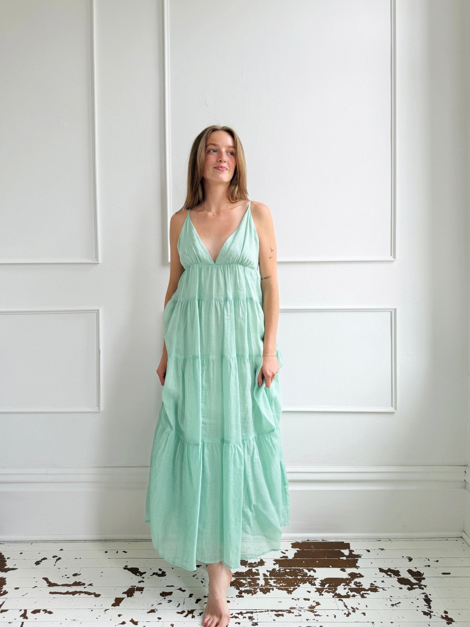 V - Neck Tiered Midi Dress - Spring Sweet