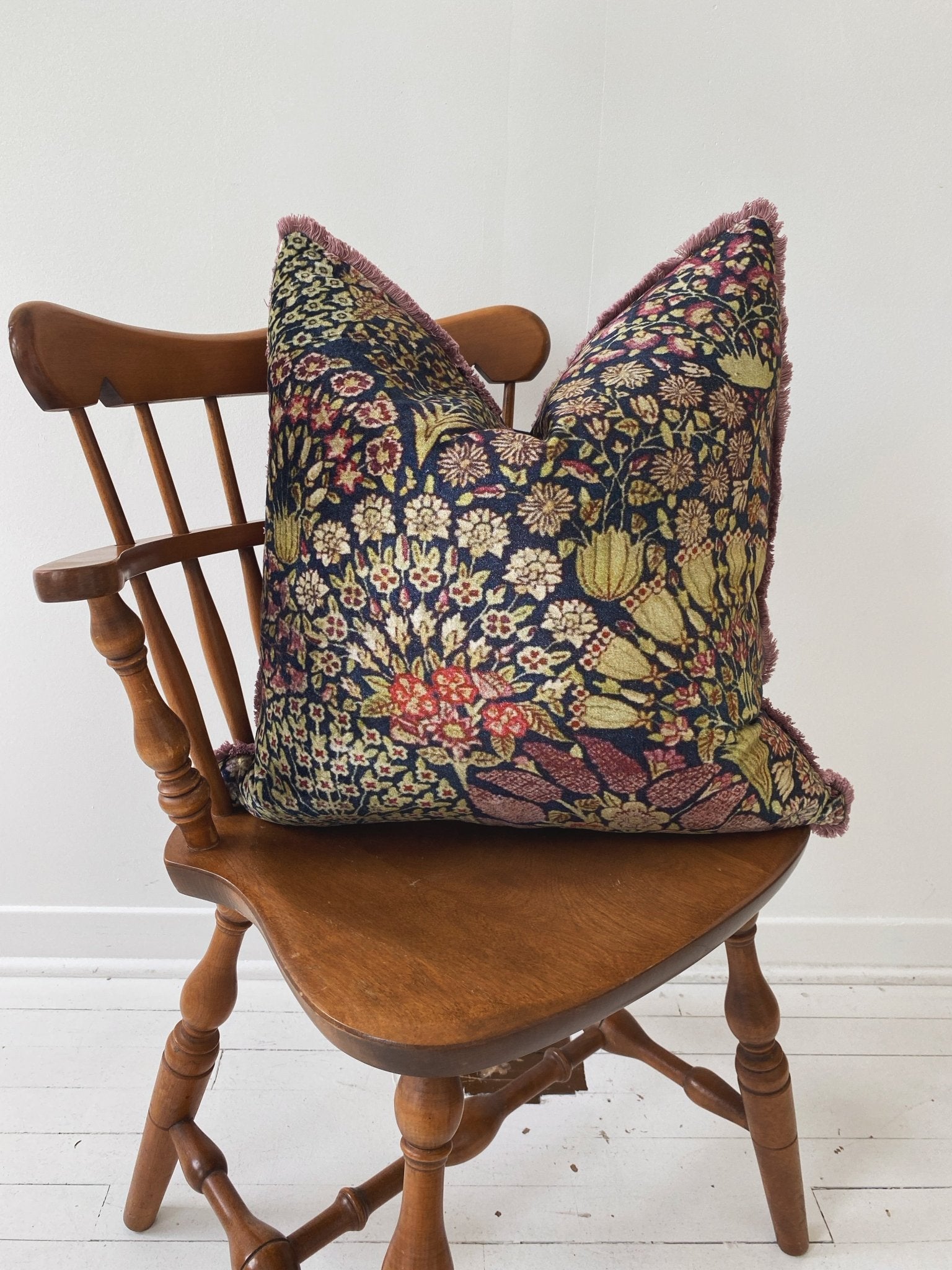 Velvet Botanical Print Down Filled Pillow - Spring Sweet