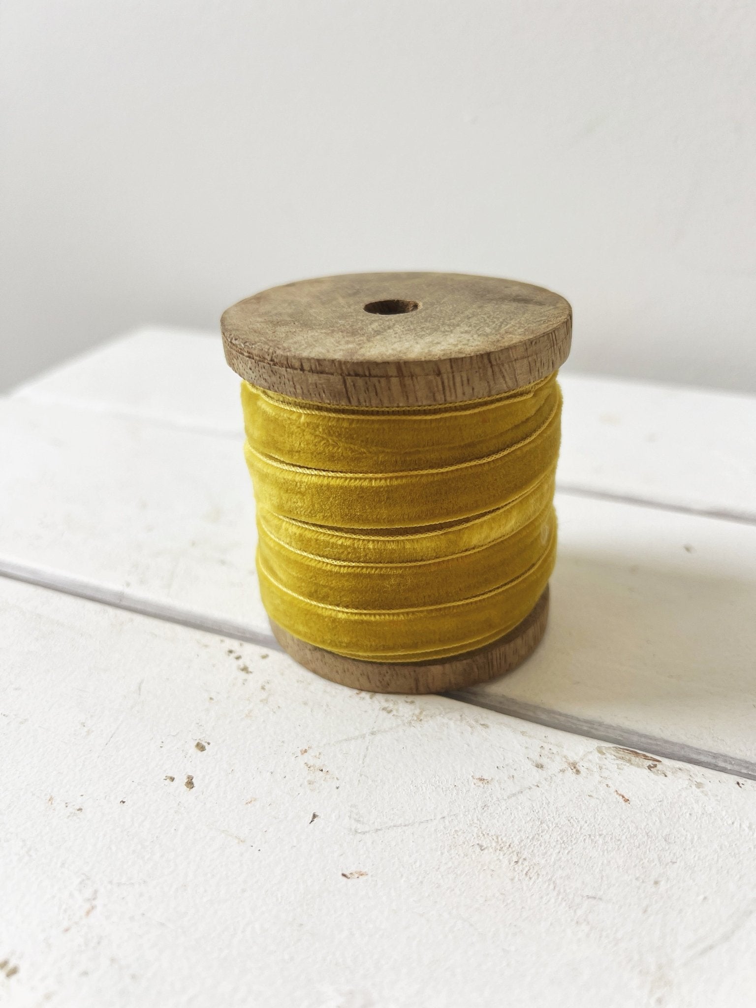 Velvet Ribbon on Wood Spool - Spring Sweet