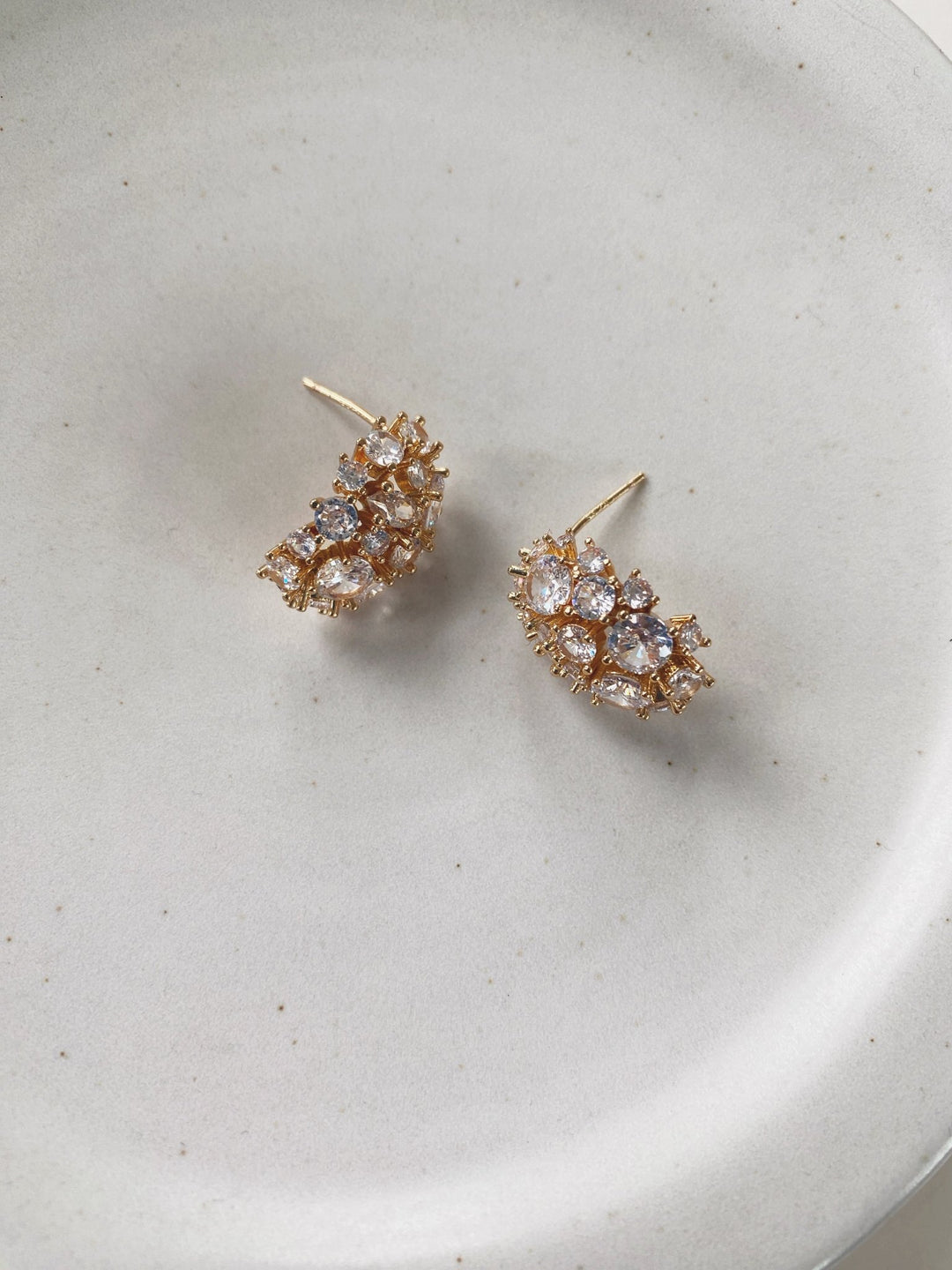 Vintage - Inspired Gemstone Studs, Gold Plated - Spring Sweet
