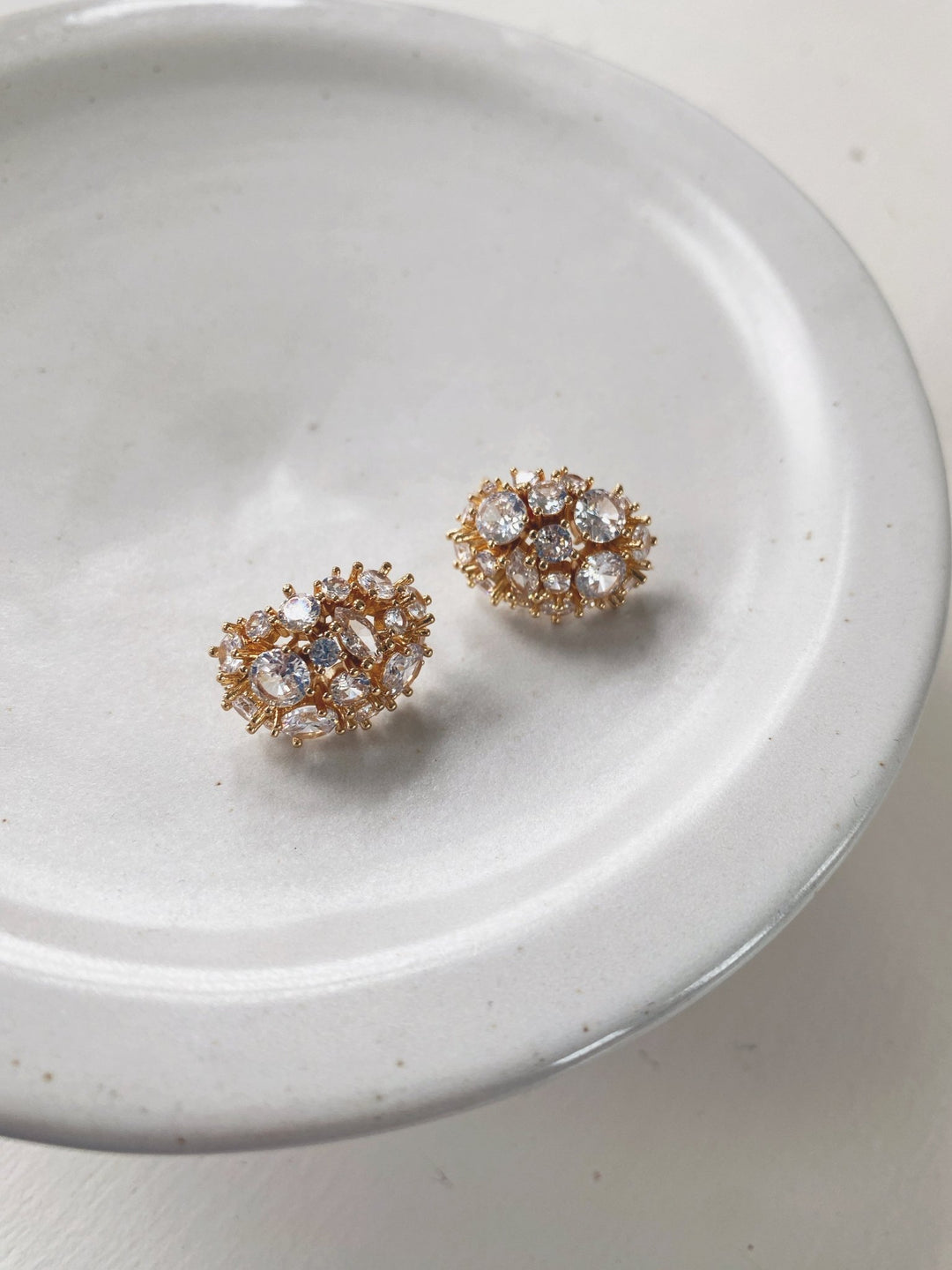 Vintage - Inspired Gemstone Studs, Gold Plated - Spring Sweet