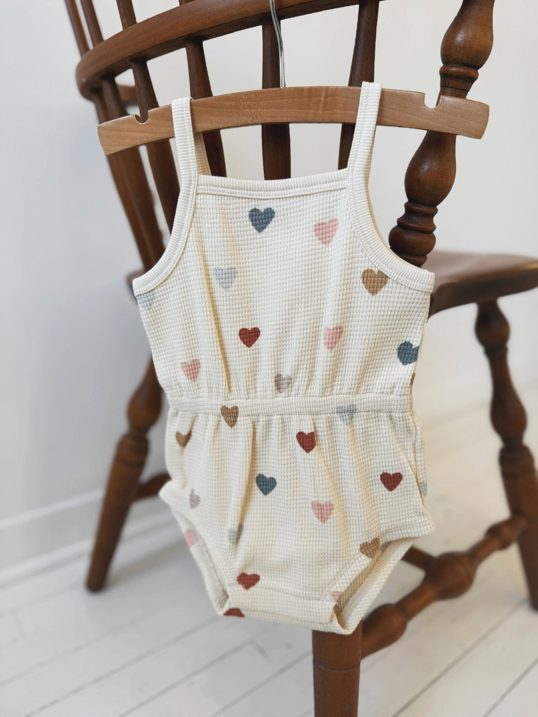 Waffle Cinch Romper - Spring Sweet