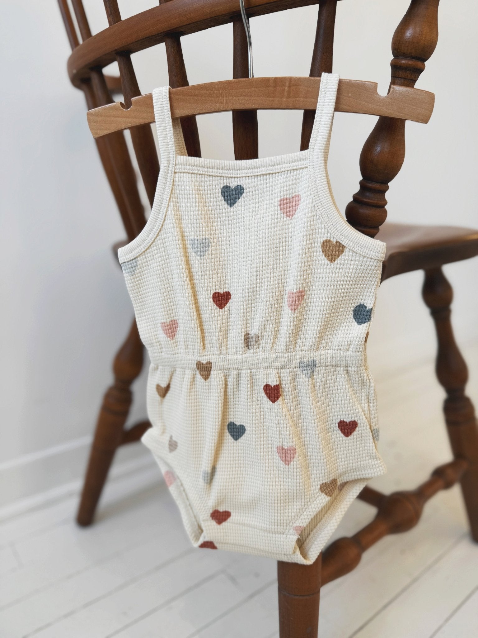 Waffle Cinch Romper - Spring Sweet