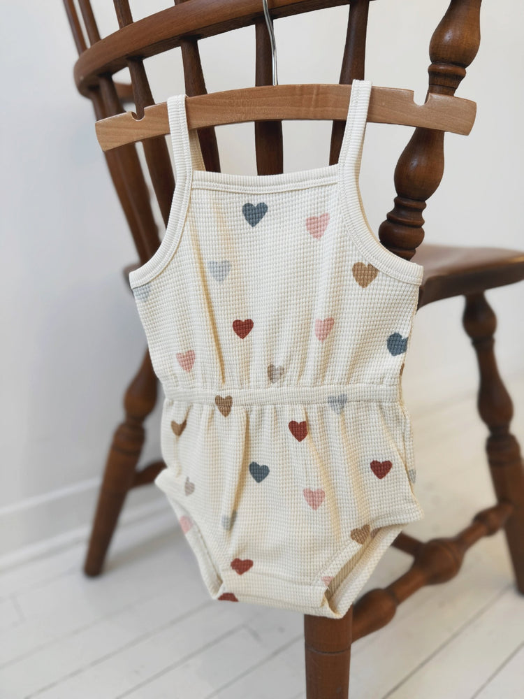 Waffle Cinch Romper - Spring Sweet