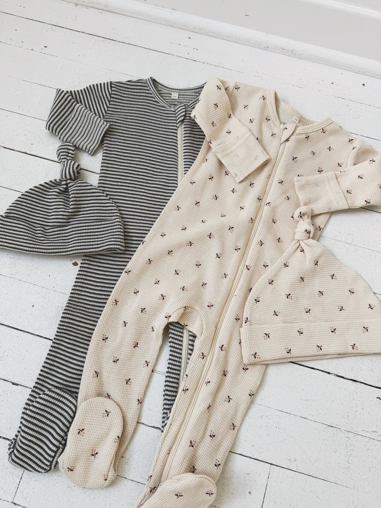 Waffle Zip Footie - Spring Sweet