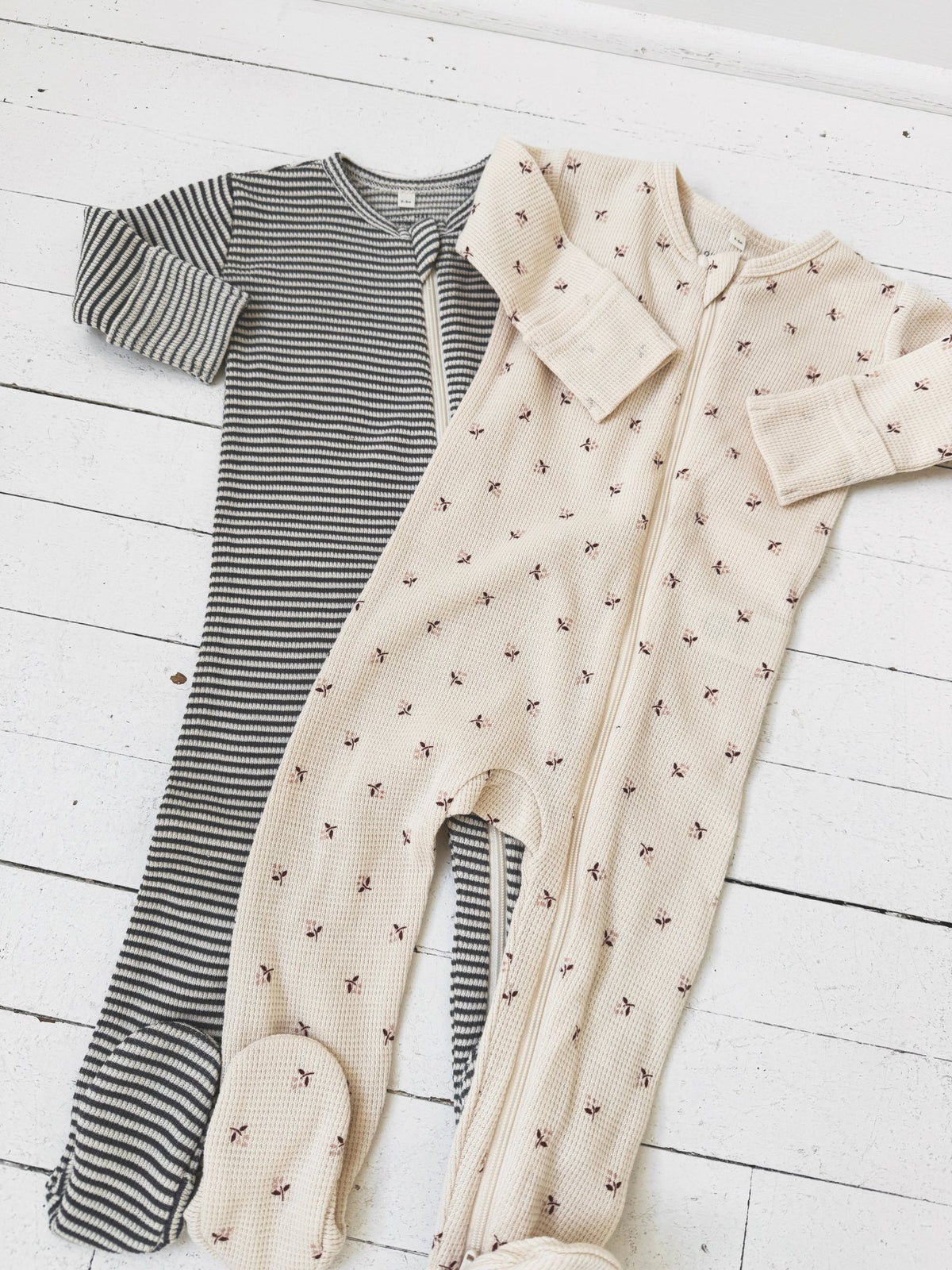 Waffle Zip Footie - Spring Sweet