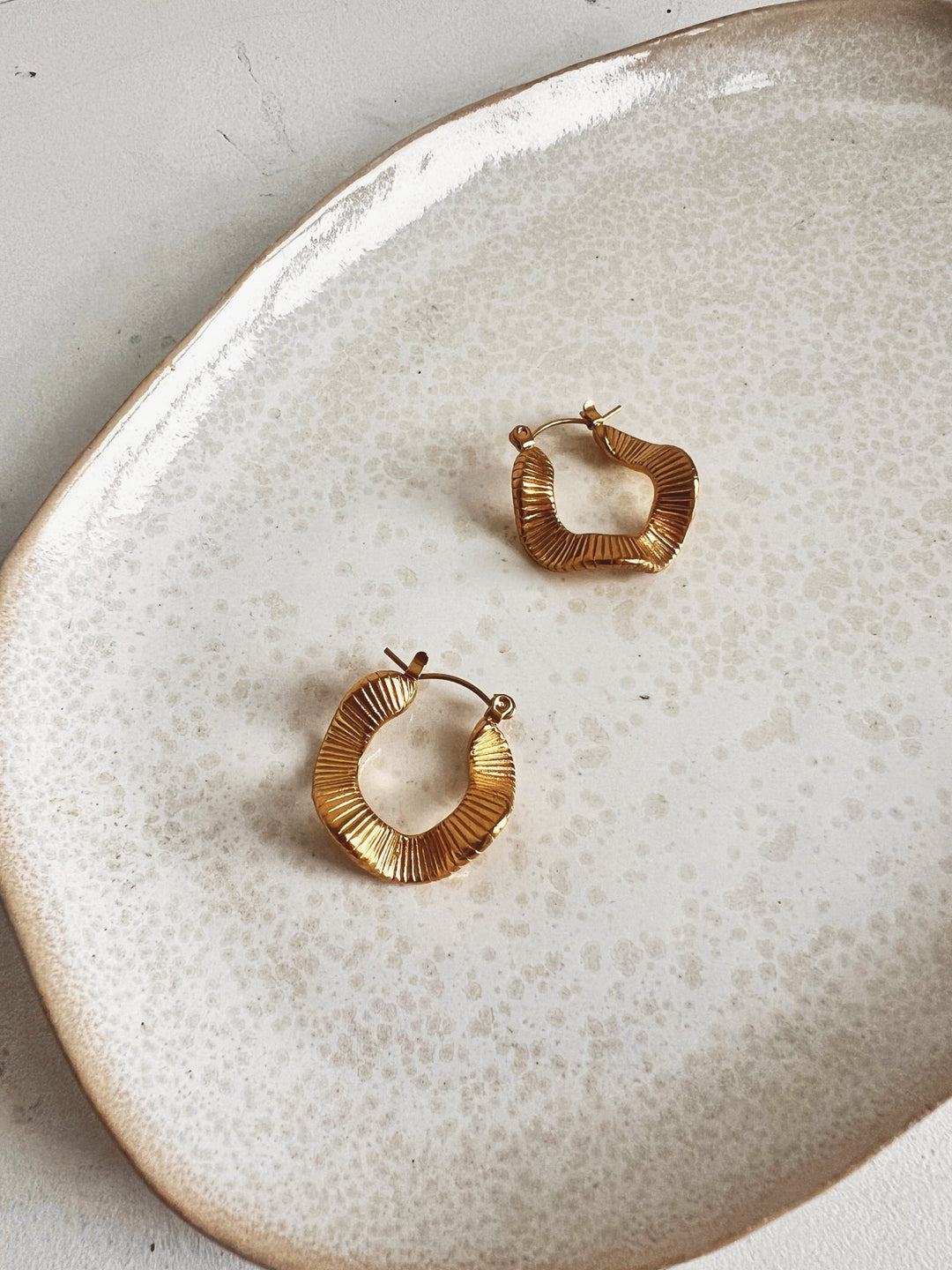 Wave Earrings, Gold Plated - Spring Sweet