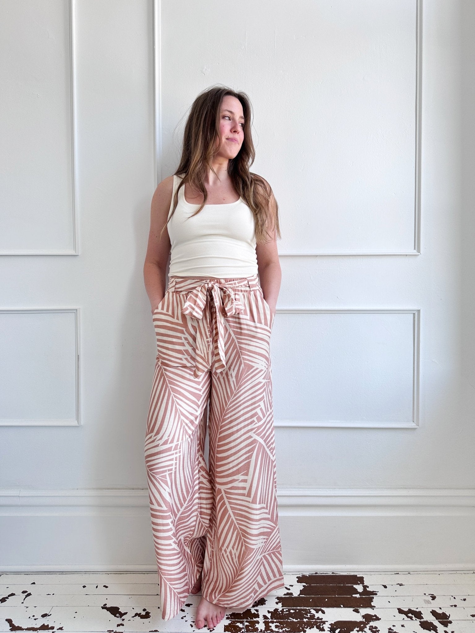 Wide Leg Pants w/ Tie Waist - Spring Sweet