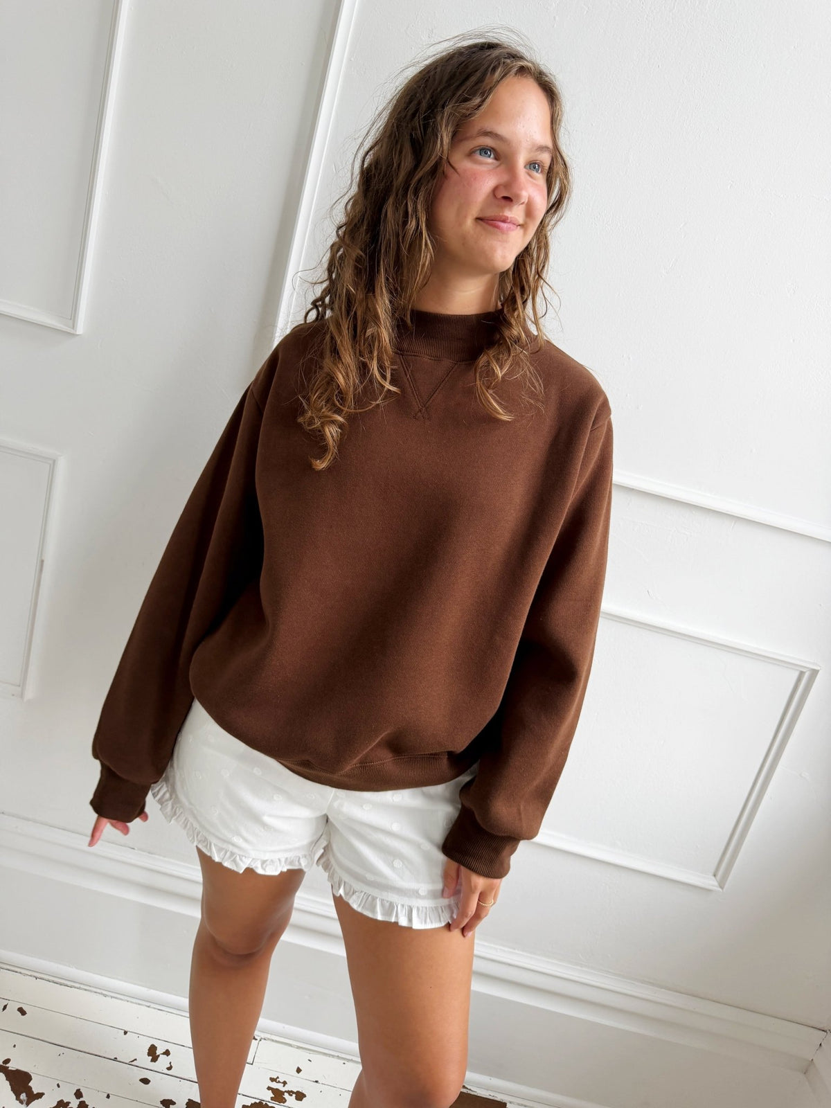 Wide Neck Fleece Sweatshirt - Spring Sweet