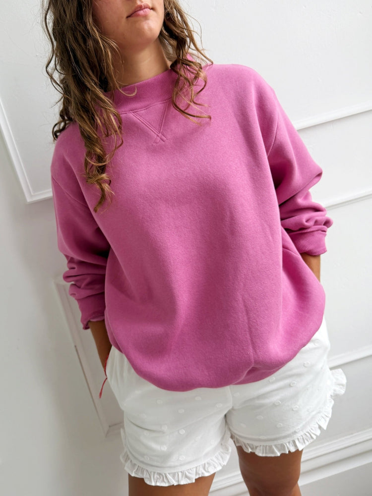 Wide Neck Fleece Sweatshirt - Spring Sweet